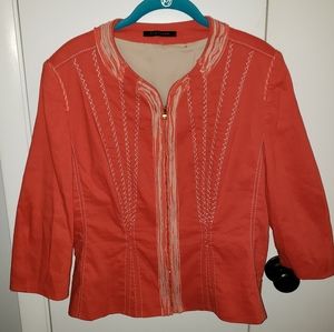 Elie Tahari large linen Elise zip front jacket